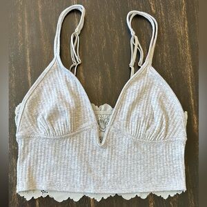 Aerie Ribbed (front) Cami Cropped Top with full lace on the back. Size Small